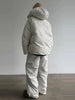 Casual Women's Polka Dot Padded Cotton Coat Pant Suit Hooded Full Sleeve Zipper Coats Straight Pants Winter Lady Ski Set