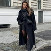 Casual Woolen Women Coat Doube-Breasted Turn-Down Collar Long Sleeve Female Coats Autumn Winter Chic Lady Outwear