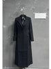 Women Black Single Button X-Long Elegant Blazer Lapel Long Sleeve Jacket Tide Autumn 31A0819