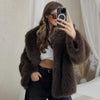 Women's Fur Coat Brown Artificial Fur Coat Women Winter Coats Fluffy Cropped Outerwears Hair Coat Warmth Plush Jackets
