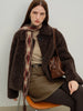 Women's Winter Brown Faux Lambswool Cropped Coat Warm Vintage Commuting Chic Girls Temperament