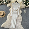 Vestidos Para Mujer Solid Half High Collar Autumn Winter Solid Woman Dresses Korean Sweater Elegant Long Dress