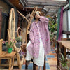 Spring Retro Print Ramie Loose Women Thin Wind Coats Leisure Long Trench Vintage Chinese Style Coat