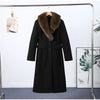 Elegant Faux Fur Wool Long Coat Women Solid Full Sleeve Lapel Patchwork Waist-closed Slim Coats Female Winter Outwear