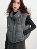 Series Beaded Short Puffer Down Vest Women Autumn Winter Quilted Down Jacket Down Gilet Coat Outdoor Streetwear