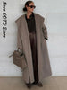 Elegant Shawl Collar Lace Up Long Woolen Coat Women Full Sleeve Belt Lapel Thick Overcoat Autumn Winter Lady Chic Outwear