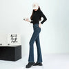 Winter Female Thin Snow Warm Plush Jeans Lady Chic Fleece Flared Pants Girls Korean High Waist Straight Leg Denim Trousers
