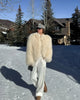 Women White Fluffy Short Fake Fur Coat Solid Full Sleeves Round Neck Coat Chic Warm Winter Street Outerwears