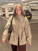 Casual Grid Drawstring Loose Coat Women Stand Collar Button Waist-Closed Female Jacket Spring Lady Street Outwears Chic