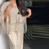 Sequined Tassel Oversized Shawl Tops Women Sexy Roud Neck Long Sleeve Shining Loose Fitting Capes Chic Ladies Partywear Clubwear