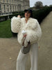 Faux Fur Coat Women Loose Lapel Full Sleeve Fluffy Short Overcoat Autumn Winter Street Lady Furry Warm Overcoat