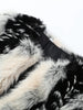 Women Color Block Faux Fur Coat Casual Round Neck Long-sleeved Fluffy Warm Crop Coats Winter Lady Chic Daily Street Jacket