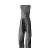 Gray 3 Piece Set Women's Lapel Blazer Short Vest High Waist Drawstring Wide Leg Pants Suit Autumn