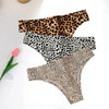 WarmSteps 3Pcs/Set Sexy Leopard Thongs Women's Panties Thongs Female Underwear Seamless Printed Panties Ice Silk Briefs