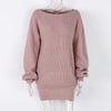 Sexy Wrap Hip Sweater Dresses Women Loose Korean Casual Knitted Dress Autumn Winter Lantern Sleeve Comfortable Female Short Gown