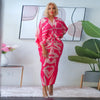 Elegant Women Pleated Patchwork Double Wear Batwing Long Sleeve V-neck Bodycon Midi Maxi Long Dresses Vestidos