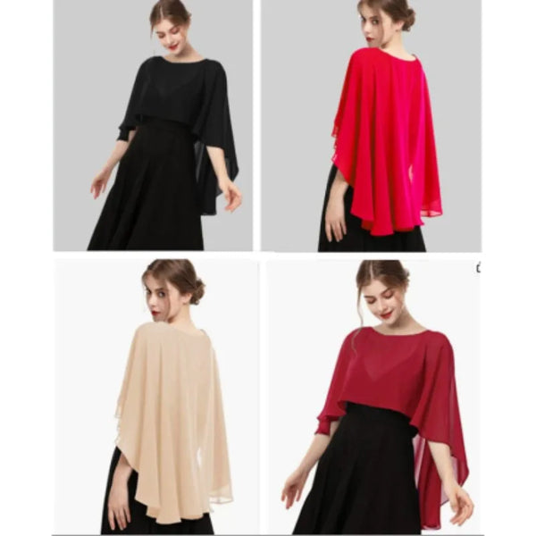 Women Chiffon Cape Shawls and Wraps for Evening Dress Wedding Capes Cover Up