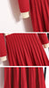 Autumn Winter Women O-neck Long Sleeve Knitted Pleated A-line Dress Christmas Party Red Sweater Long Dresses