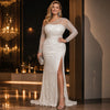 Lace Plus Size Mermaid Wedding Maxi Gown One Shoulder Sheer Slit Train Formal Dress Women Evening Prom Wedding Guest Dress