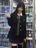 Spring JK Style School Uniform Design Woman Suit Preppy Blazer Plaid Skirt Vintage Korean Style Female Y2k 3 Piece Sets Outfits