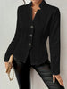 Autumn and Winter Woman Textured Button Front Blazer Stand Collar Long Sleeve Fit for Office and Casual Wear Suit Jacket