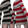 Y2K Striped Sweater Mini Dress Mall Goth Grunge Emo Bodycon Chic Women Off Shoulder Full Sleeve Slim Fit Dresses 00s Vintage