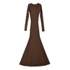 Sexy O Neck Ribbed Knitting Fishtail Sweater Dress Women Full Sleeve Stretch Basic Bodycon Maxi Long Mermaid Robe Vestido