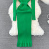 Turtleneck Sexy Wrap Hips Knitted Dresses Women Autumn Winter Long Sleeve Bodycon Sweater Dress with Belt