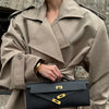 Women Casual Solid Lace Up Short Trench Coat Chic Long Sleeve Wide Shoulder Loose Windbreaker Spring Lady Street Outerwear
