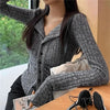 Korean Knit Cardigan Women Y2k Clothes V Lapel Long Sleeve Knitted Jumper Collar Sweater Coat Vintage Slim Cardigan