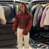 Suede Knit Patchwork Short Jacket Stand Collar Gold Single Button Long Sleeve Coat Female Spring Casual Daily Streetwear