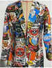 Elegant and Youth Blazer Spring Vintage Irregular Print Casual Woman Clothing High Street Lapel Blazer Woman Outerwears