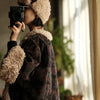 Women Corduroy Print Floral Parkas Red Winter Coats Warm Patchwork Wool Plus Cotton Women Loose Pullover Parkas