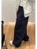 Retro American Curved Knife Navy Blue Wide Leg Straight Jeans Women Spring Autumn Casual High Waist Trousers Loose Casual Pants