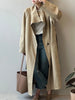 Stand Neck Long Trench Coat Women Spring Casual Turn-down Collar Single-breasted Trench Coat