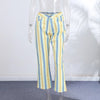 Women Jeans Straight Stripe Button Detail Jeans Female High Waist Loose Curved Wide Leg Denim Pants Vintage Casual Outfit Ladies