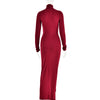 Turtleneck Long Sleeve Maxi Dress For Women Irregular Bodycon Long Dress Femme Temperament Evening Dress