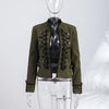 Napoleon Golden Short Jacket Women Vintage Stand Collar Long Sleeve Cropped Jackets Autumn Lady Outwear High Street