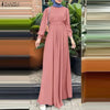 Muslim Hijabs Women Maxi Long Dresses Modest Long Sleeve Tied Waist A-Line Dress Abaya Robes Islamic Ramadan Clothes 3XL