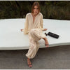 Loose Fit Lace Pants Women's Elastic High Waist Lounge Trousers Spring Lady Bohemian Casual Bottoms