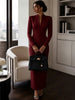Women's Evening Party Elegant Long Dress Solid V-Neck Long Sleeve Sheath Bodycon Maxi Dresses White Black Clothing