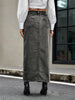 American Streetwear Button Front Denim Skirt Women's Autumn Retro High Waist Straight Jean Long Skirts