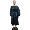 African Party Evening Dresses for Women Elegant Autumn Long Lantern Sleeve O-neck Midi Dress Birthday Dress for Women S-3XL