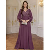 Elegant V-Neck Sequined Chiffon Evening Dress Glittering Formal Gown for Women for Weddings Celebrations Partie