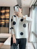 Color Contrast Polka Dot Print Pleated Cardigan Blouse Versatile Shirt Women's Short Coat Spring 2DE391