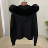 Knitwear Cardigan Women Spring Knitted Jacket Female Autumn Hooded Real Fox Fur Coat Natural Short Fur Coat Casual