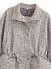 Women's European and American Style Simple Stand-up Collar Plaid Coat Pleated Coats