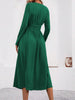 Elegant Solid Color Knit Dress for Women Fall Winter Overlap V-Neck Long Sleeve with Waist Shirring Bodycon Long Maxi Dress