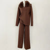 Reality Fur Jacket Pullover Set Woman Spring Knitted Suit Knitwear Female Real Fox Fur Collar Sweater Lady Autumn Knitted