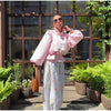 Shiny Stand Collar Short Jacket Women Puff Sleeve Drawstring Waist Cinching Pleated Jackets Autumn Causal Lady Outerwear